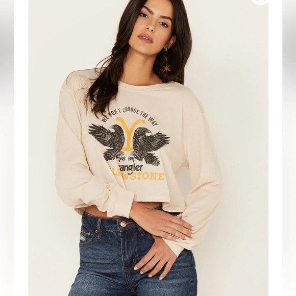 Wrangler Women's Yellowstone We Don't Choose The Way Long Sleeve Cropped Tee - Picture 1 of 6